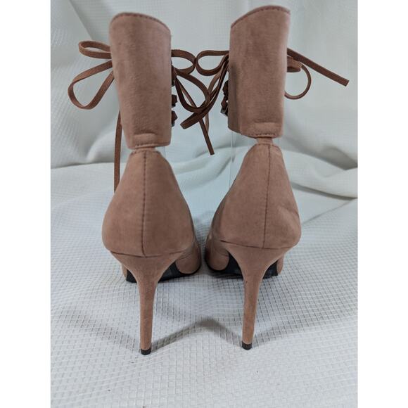 NWOT! CHARLOTTE RUSSE! PINK SUEDE LEATHER ANKLE WRAP HEELS! SZ 6 - Picture 4 of 8